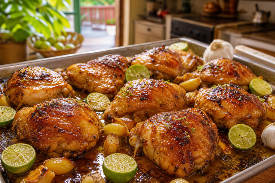 Honey lime glaze on oven chicken