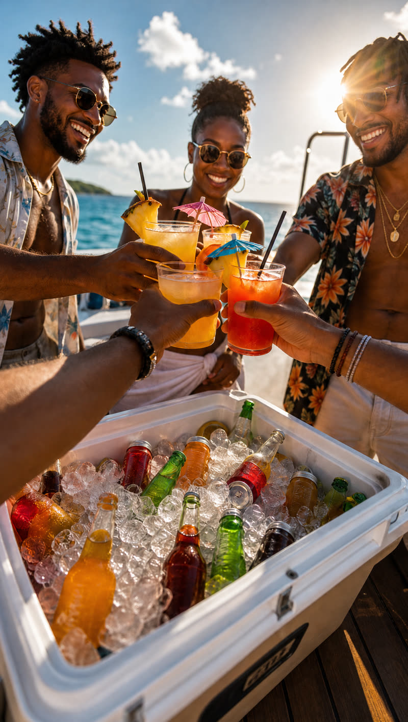 Drinks on deck in the sun